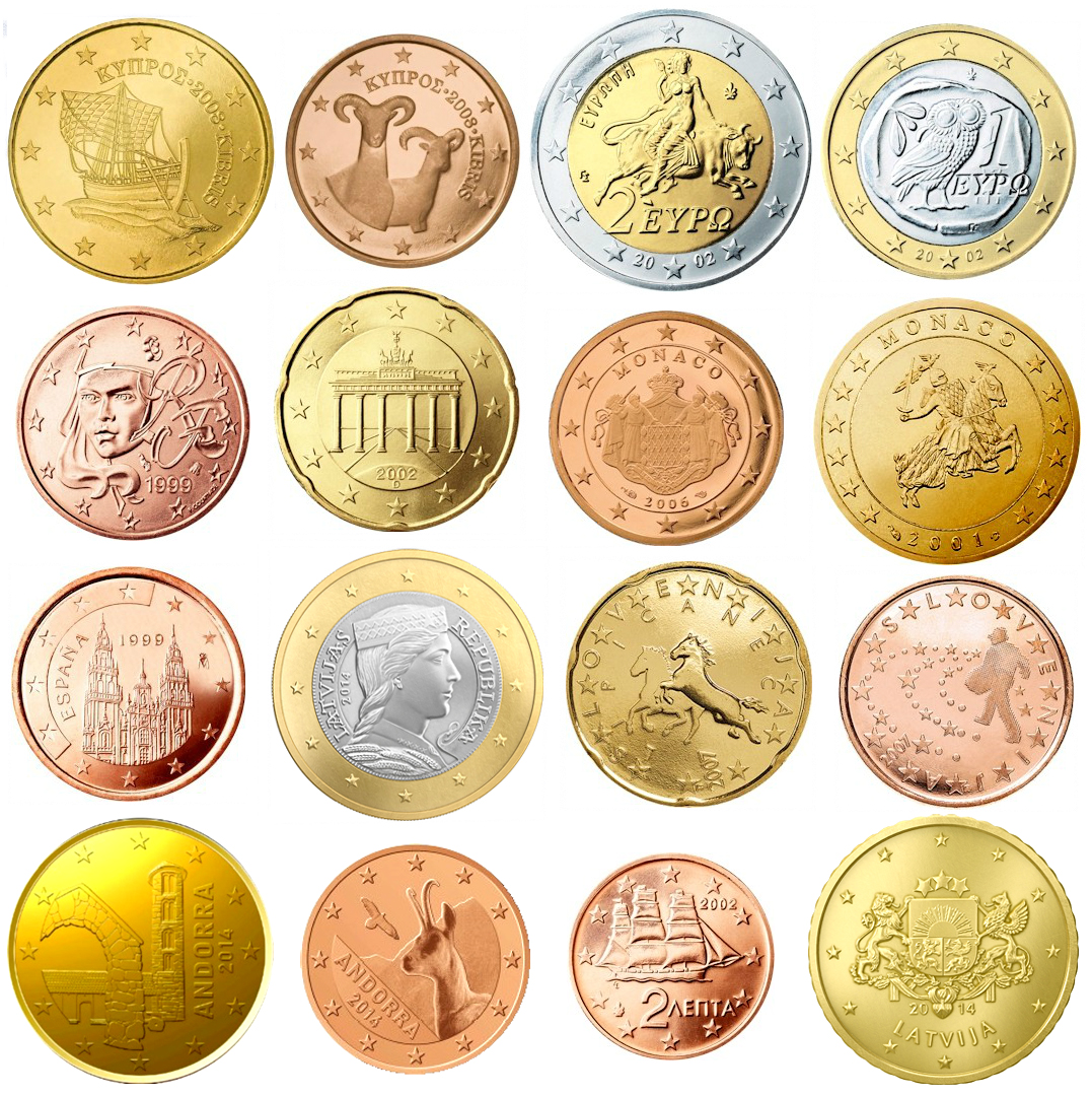 Евро монеты 1914-2001